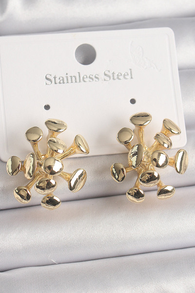 OGHAMAY Brass Gold Color Virus Figure Model Women's Earrings