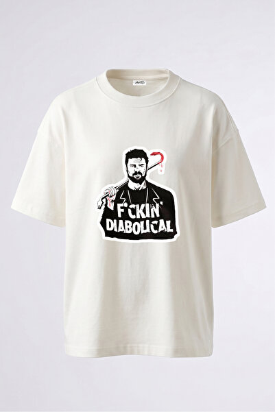Anetos Tricou oversize alb din bumbac cu imprimeu pe spate Billy Butcher Design