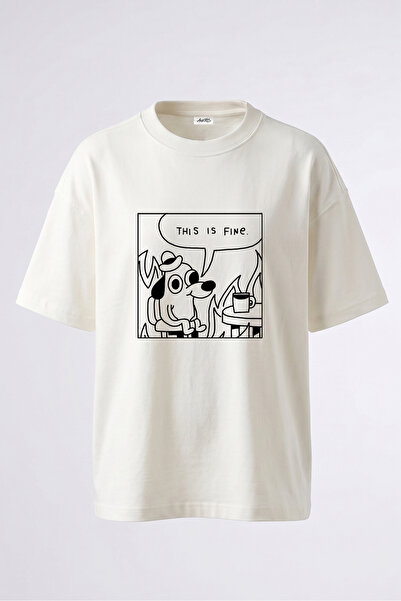 Anetos Tricou supradimensionat din bumbac alb, cu imprimeu pe spate, cu desig...