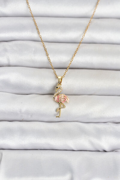 OGHAMAY 316L Steel Chain Gold Color Flamingo Model Women's Necklace