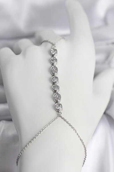 OGHAMAY Brass Silver Color Row of Zircon Stones Women's Shahmeran