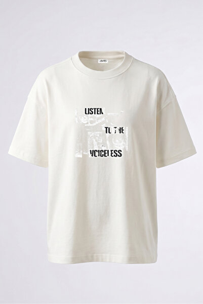 Anetos Protesto Sanati Design pamučna bela majica sa leđnim printom, oversize