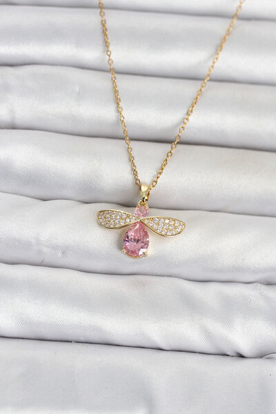 OGHAMAY 316L Steel Chain Gold Color Fly Model Women's Necklace