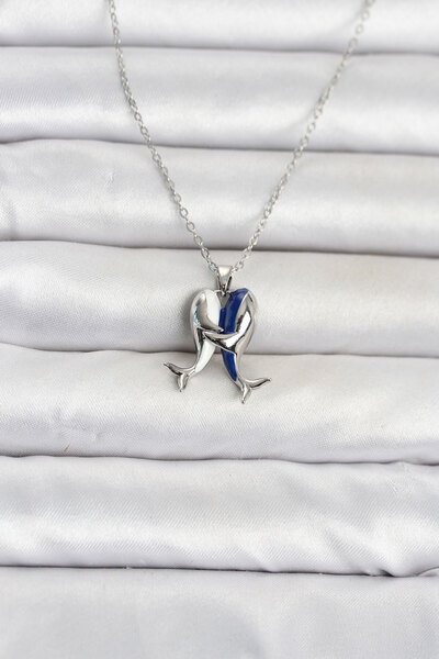 OGHAMAY 316L Steel Chain Silver Color Dolphin Model Women's Necklace