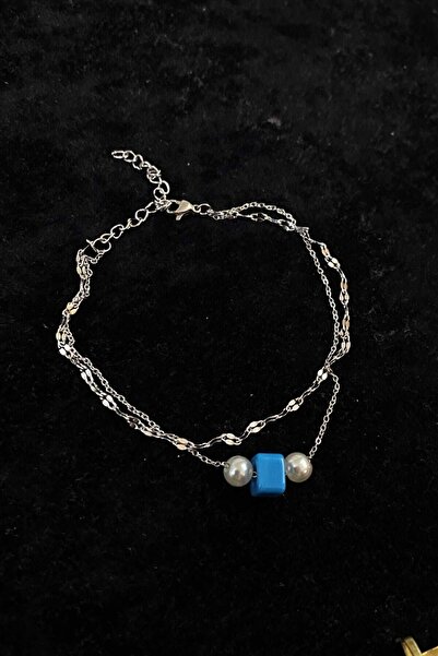 OGHAMAY Silver Color Pearl Bodrum Model Singapore and Sf Chain Steel Anklet -...