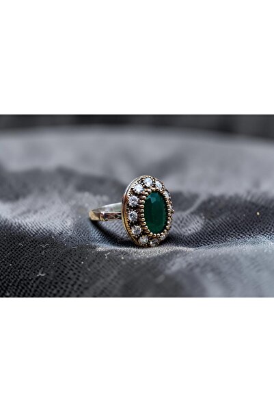 Rubino Silver 925 ayar gümüş Kadın yüzük - Zümrüt Taşlı Kadın Yüzük - Bronz D...