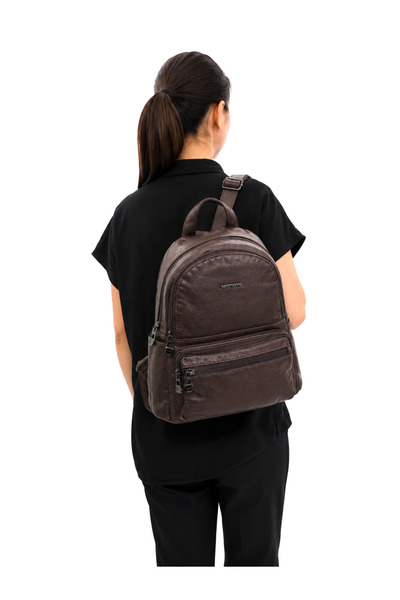 RKY SERENITY Rucsac de damă din piele importată - Geantă zilnică cu multiple ...