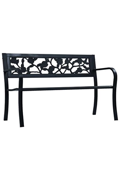 vidaxl Bancă de grădină, negru, 125 cm, oțel