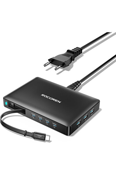 Rocoren Statie de incarcare multi-dispozitiv 8 in 1 GaN 100W PD, cablu USB-C ...