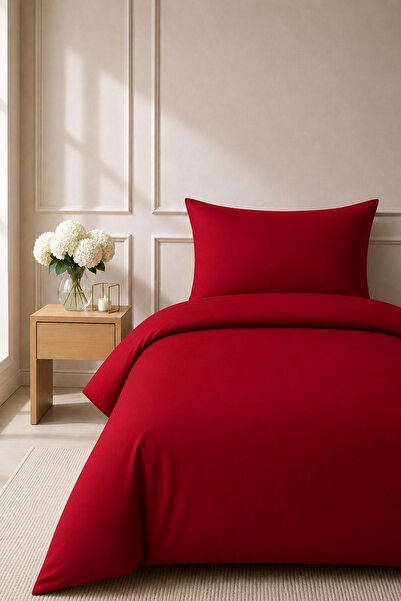 Anılsan Elif Satin Plain Single Set Buttoned Duvet Cover Quilt Cover 100% Cot...