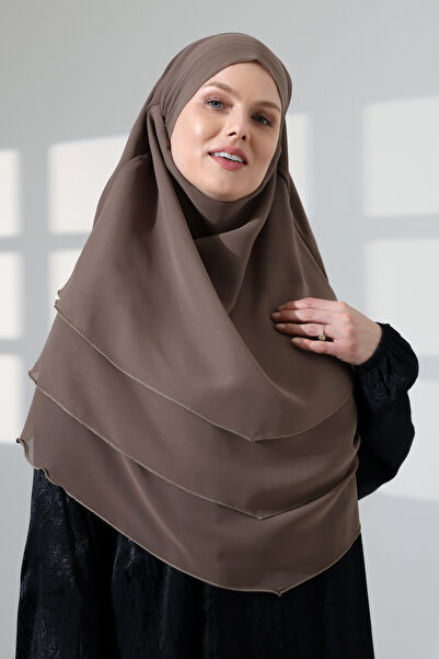 ihvan online Hijab Chiffon Veil Three-Layer Oval Souffle Khimar, Practical Hi...