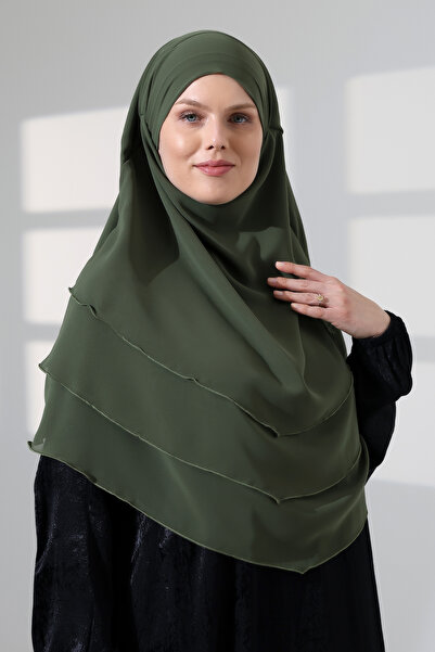 ihvan online Hijab Chiffon Veil Three Layer Oval Souffle Khimar, Practical Hi...