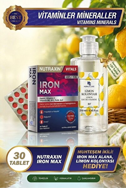 Nutraxin Iron Max 17 Mg 30 Tablet - HC Limon Kolonyası 250ml Hediyeli