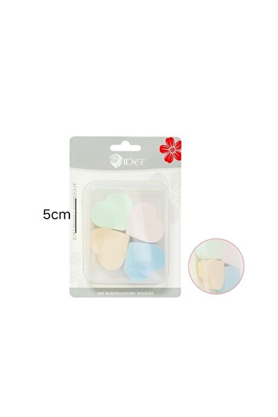 idei Top Bottom Set of 4 Heart Shaped Makeup Sponges Pastel Colors, Dry/Wet S...