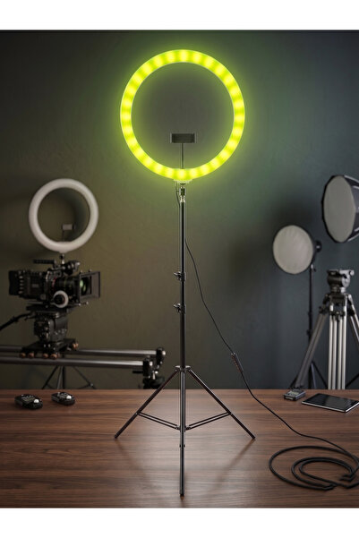 ERDİNEKS RGB Soft Ring Light Halka Yuvarlak Işık Tripodlu - Göz Yormayan LED,...