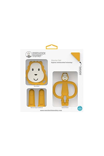 Xmlevreni Matchstick Monkey "My First Teeth" Silicone Teether Starter Set / Lion