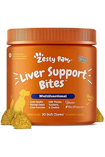 Zesty Paws أقراص دعم الكبد بنكهة الدجاج 90 حبة