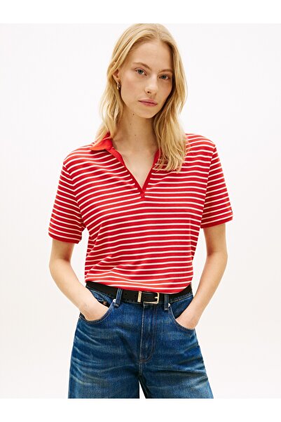 Tommy Hilfiger LYOCELL PIQUE OPEN-NK SS POLO YAKA KADIN T-SHİRT