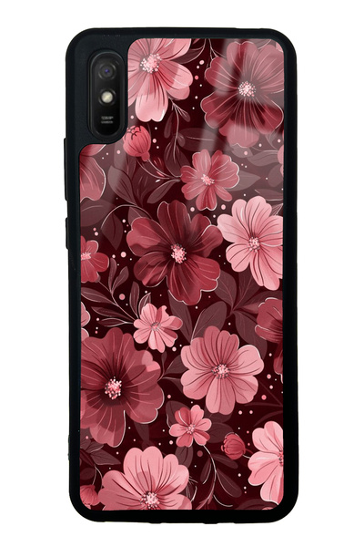 Spoyi Xiaomi Redmi 9A Velvet Burgundy Tasarımlı Glossy Telefon Kılıfı