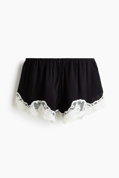 H&M Dantel Şeritli Pijama Şortu
