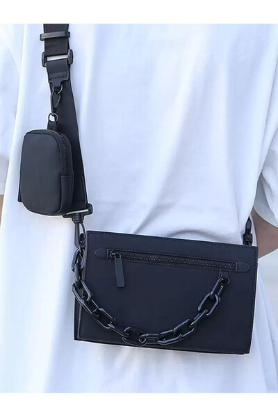 OEM Women's bag, black, with chain, 25x5x15cm