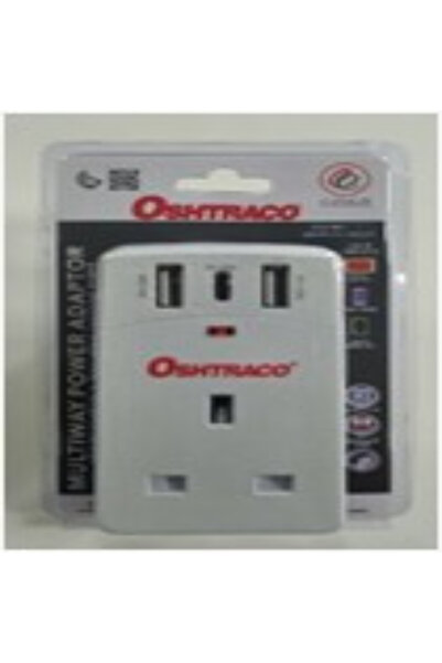 Oshtraco 13amp 3way multi plug UK type with 2 USBA & 1 PD18W charger