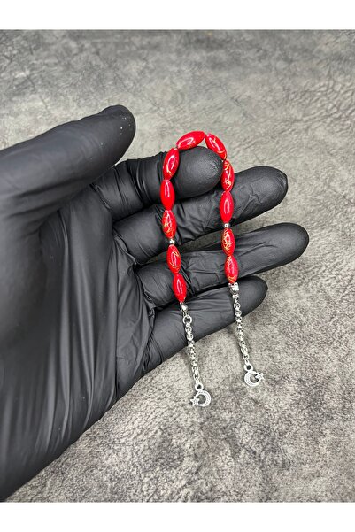 Mos Tespih Zaza Gold Leaf Embroidered Powder Amber Prayer Beads