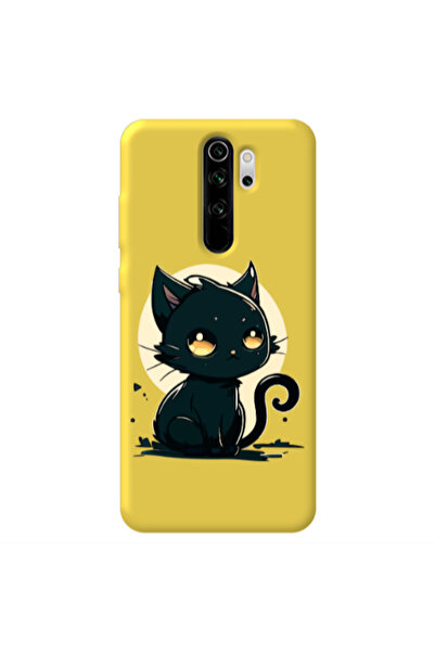 Other Xiaomi Redmi Note 8 Pro Black Cat Yellow Colored Silicone TPU Θήκη