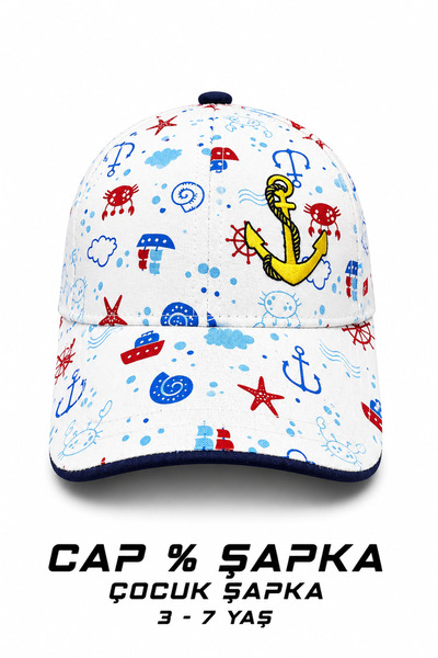 Jack Ferrero Anchor Patterned Cotton Adjustable 3-7 Years Old Unisex Children...
