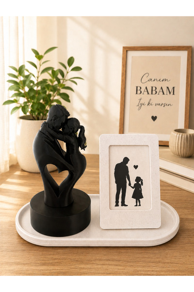 MSVstudio3d Babalar Günü Hediyesi Baba Kız Dekoratif Biblo ve Fotoğraf Çerçev...