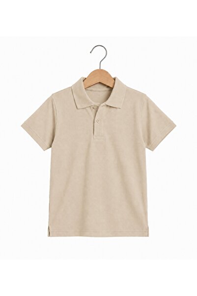 Nacar Unisex Çocuk Lakost Kumaş Basic Polo Yaka Kısa Kollu Okul Tişörtü