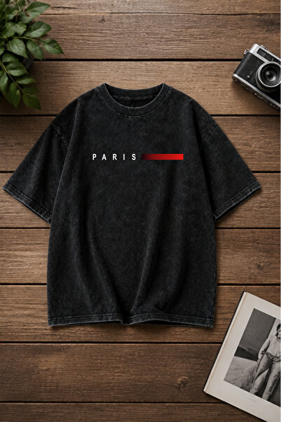 valeriae Πλενόμενο μπλουζάκι Oversize Unisex, Πλυμένο Vintage Street Style, Μ...