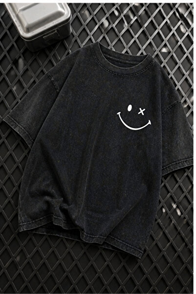 valeriae Πλενόμενο μπλουζάκι Oversize Unisex, Πλυμένο Vintage Street Style, Μ...