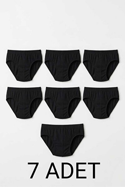 enmodaiçgiyim 7 Pieces of 100% Cotton Black Men's Briefs – Breathable, Comfor...
