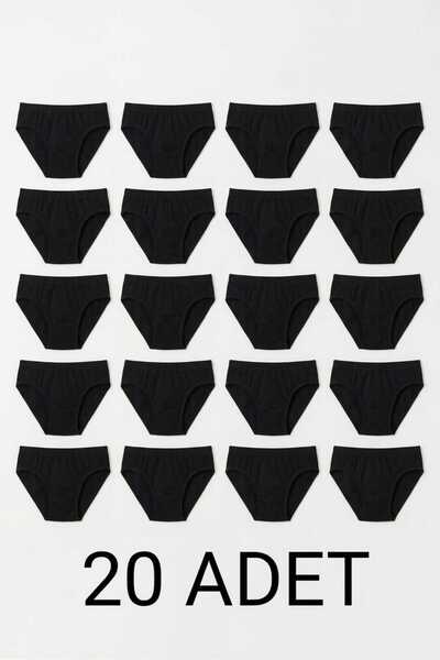 enmodaiçgiyim 20 Pieces 100% Cotton Black Men's Briefs – Breathable, Comforta...