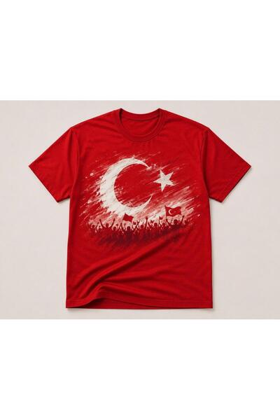 TREND EMMODA World Cup Special Turkish Fan Unisex T-Shirt with Red Moon and S...