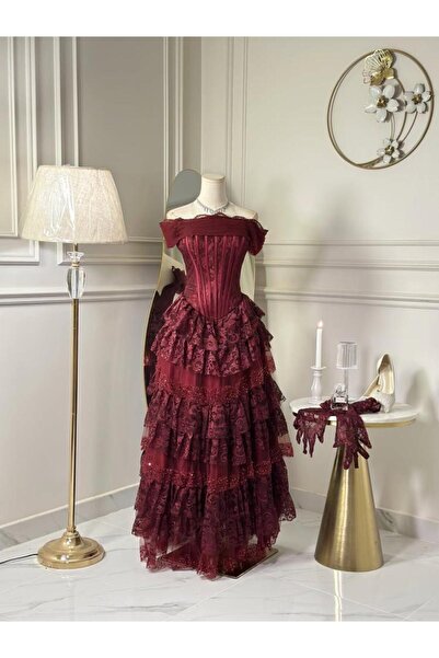 vanus fashion 7323-Long Evening Dress with Cape
