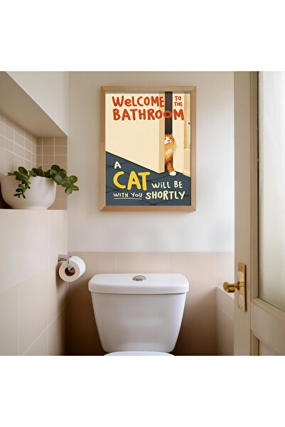 Creatick Design Banyo Tuvalet Duvar Tablosu Duvar Dekoru Doğal Ham Ahşap Çerç...