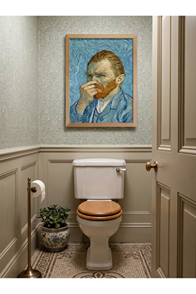 Creatick Design Banyo Tuvalet Duvar Tablosu Duvar Dekoru Doğal Ham Ahşap Çerç...