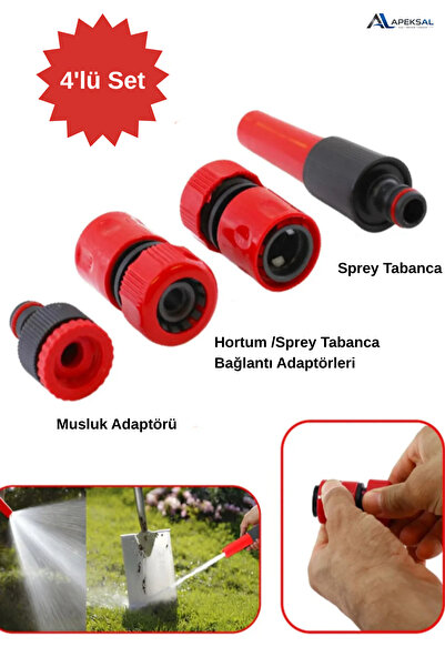 Apeksal Hortum Sprey Sulama Tabancası Başlığı Seti Oto. Bahçe Çeşme Musluk Ba...