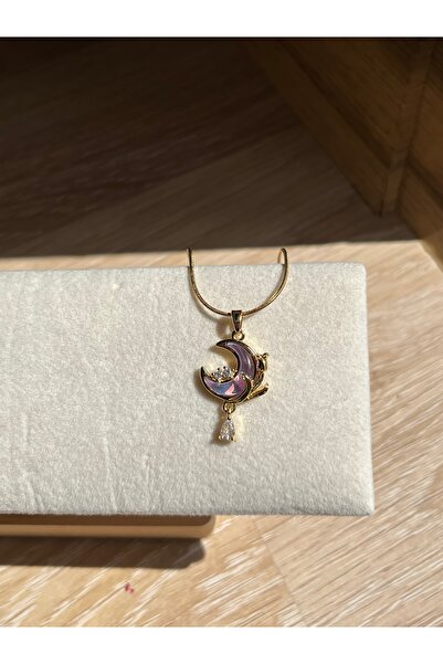 IrazErezJewelry Taş Detaylı Çelik Ay Kolye