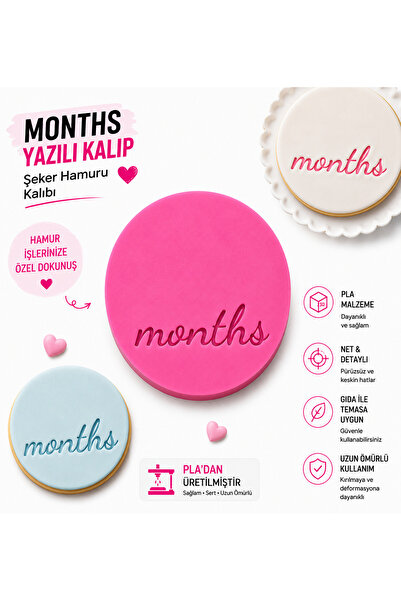 StudioAslanDesign Months Yazılı Şeker Hamuru Kalıbı | Baby Months Fondant Kal...