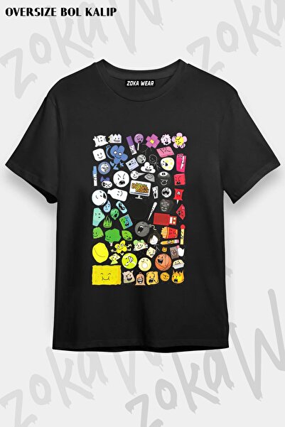 ZOKAWEAR تي شيرت مطبوع بتصميم BFDI v1 فضفاض للجنسين