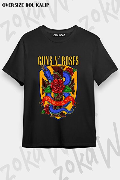 ZOKAWEAR Unisex Loose Fit Guns N Roses V48 Printed T-Shirt