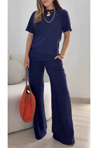 Generic Brand Women's Short Sleeve Crew Neck Viscose Two Thread Blouse and Pa...