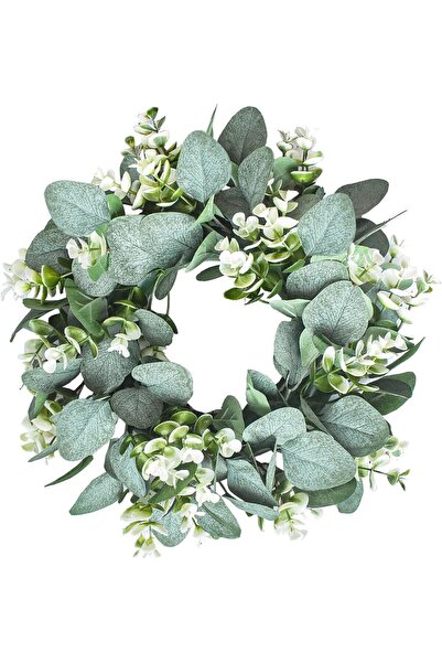 Arabest 11-Inch Artificial Eucalyptus Round Wreath,Farmhouse Style,Green,for ...