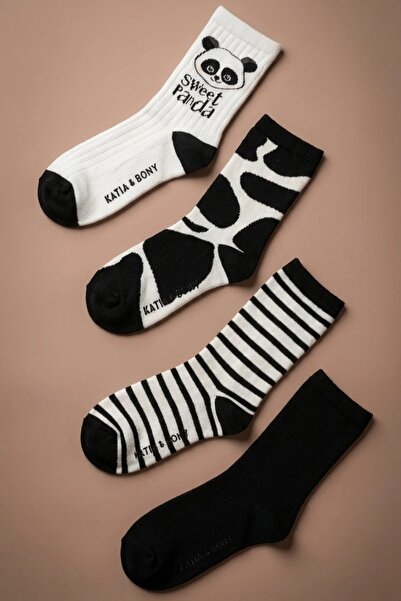 Katia&Bony Patterned 4-Pack Panda Patterned Children's Socks