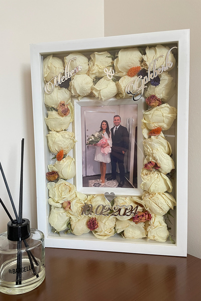 homeliva 25x35 Cm Isimli Üçgen Fotoğraf Bölümlü Anı Çerçevesi! Yeni Moda Gül ...