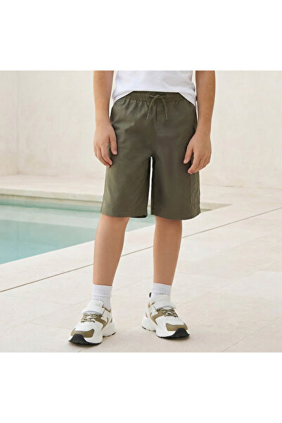 Juniors Drawstring Waist Shorts with Flap Pockets