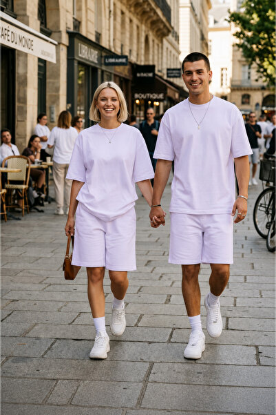 YAKAMEL UNISEX KADIN ERKEK ÇİFT KULLANIMINA UYGUN OVERSİZE KISA KOLLU ŞORT TA...